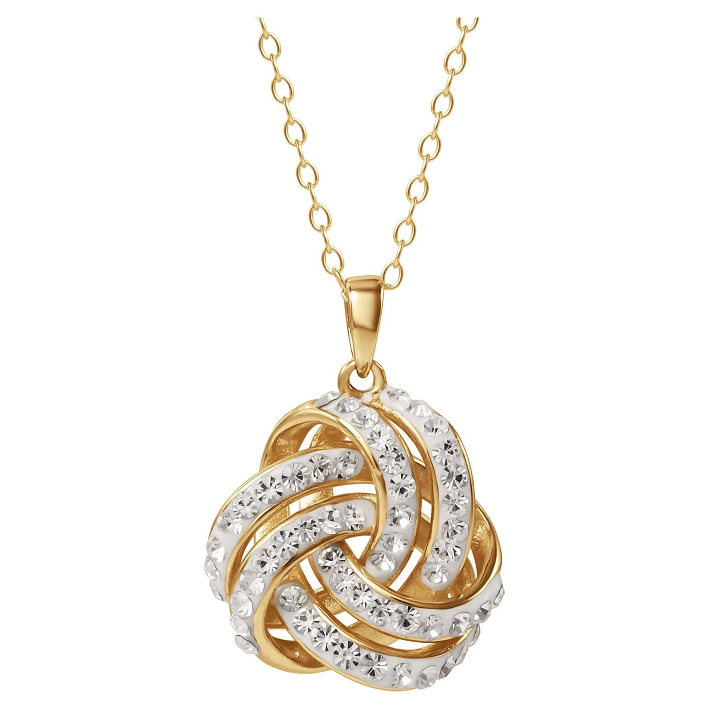 Love Knot 18K Gold Crystal Pendant and Earring Set